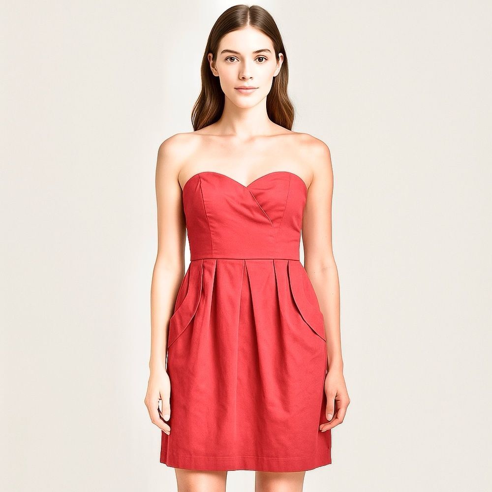 Elegant Strapless Orange Dress